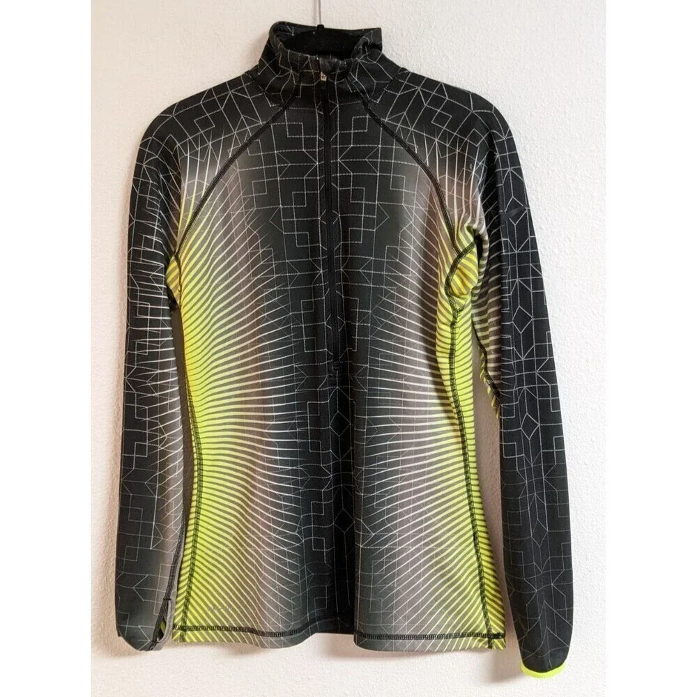 Women's Nike Pro Dri-Fit Long Sleeve 1/2 Zip Athletic Running Workout Top Medium